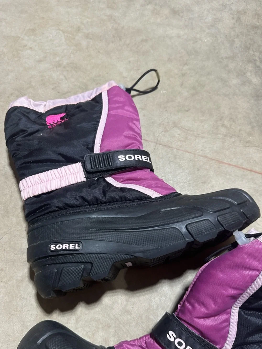 Sorel Flurry Kids Pink Black Snow Boots
